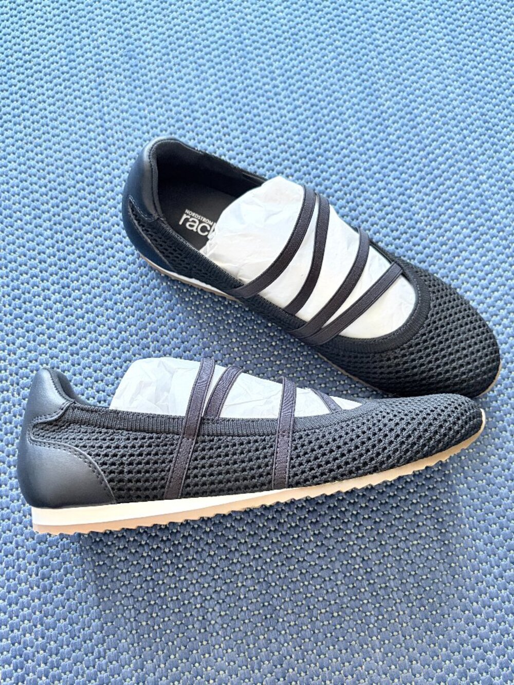 Nordstrom Rack Black Mesh Ballet Flats Elastic Strap Comfort Shoes Women 6.5